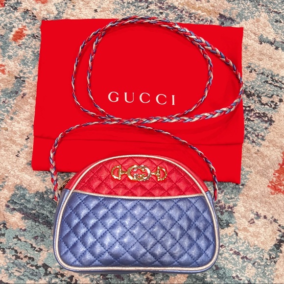 SOLD🚫Gucci trapuntata camera crossbody shoulder blue red quilted bag - Picture 6 of 15